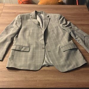 Michael Kors Light Gray Plaid Two-Button Blazer